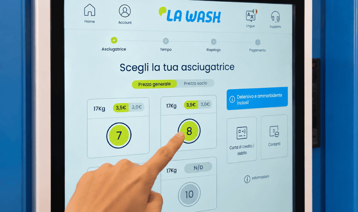 Sistema automatizzato di gestione della lavanderia self service La Wash