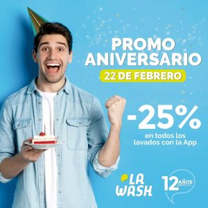 Promo aniversario La Wash -25% en todos los lavados con la App